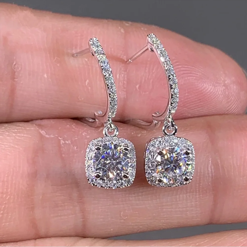 New Trendy Square Shape Drop Earrings Brilliant